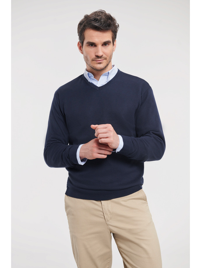 Pullover con Scollo a V Uomo, taglio classico, giromanica aderente