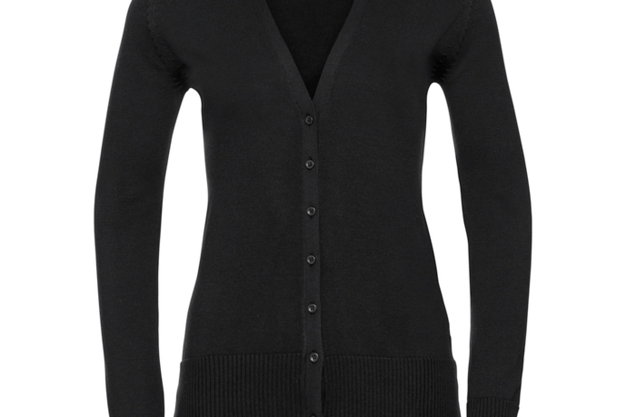 Cardigan con Scollo a V Donna, taglio classico, giromanica aderente.