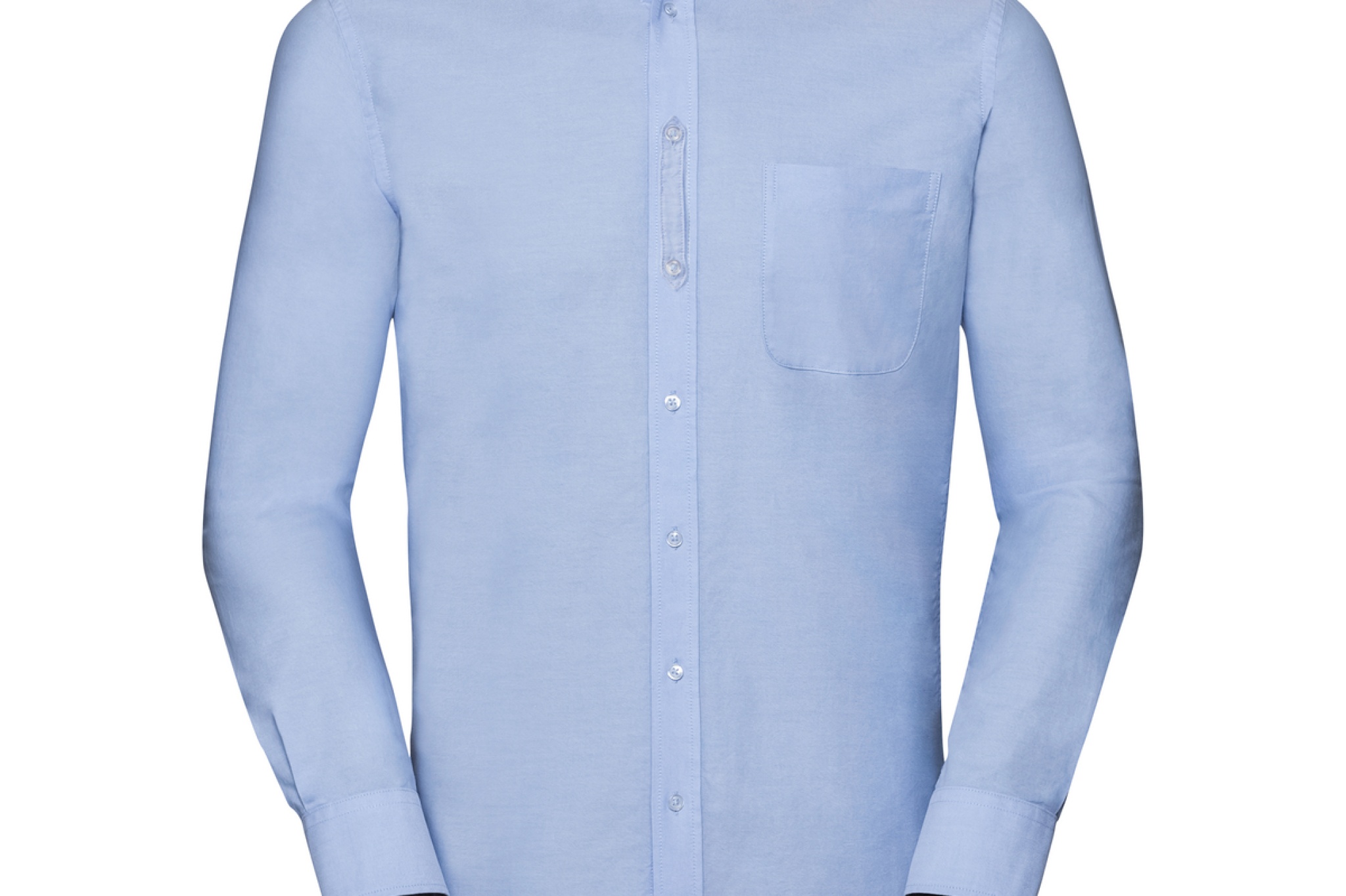 Camicia Washed Oxford Moderna Manica Lunga Uomo, Orlo stondato