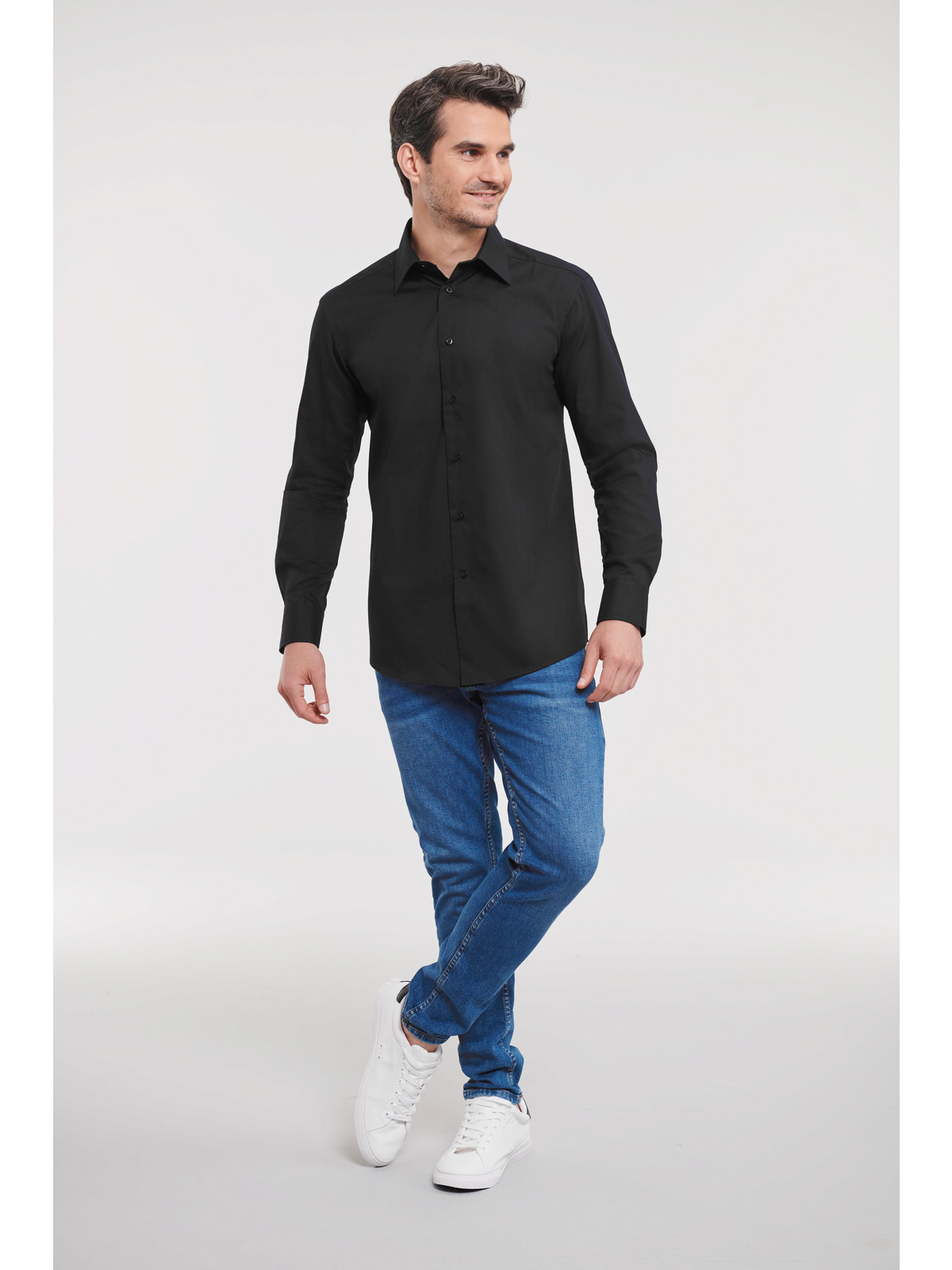 Camicia Moderna Popeline Poly/cotone Manica Lunga Uomo