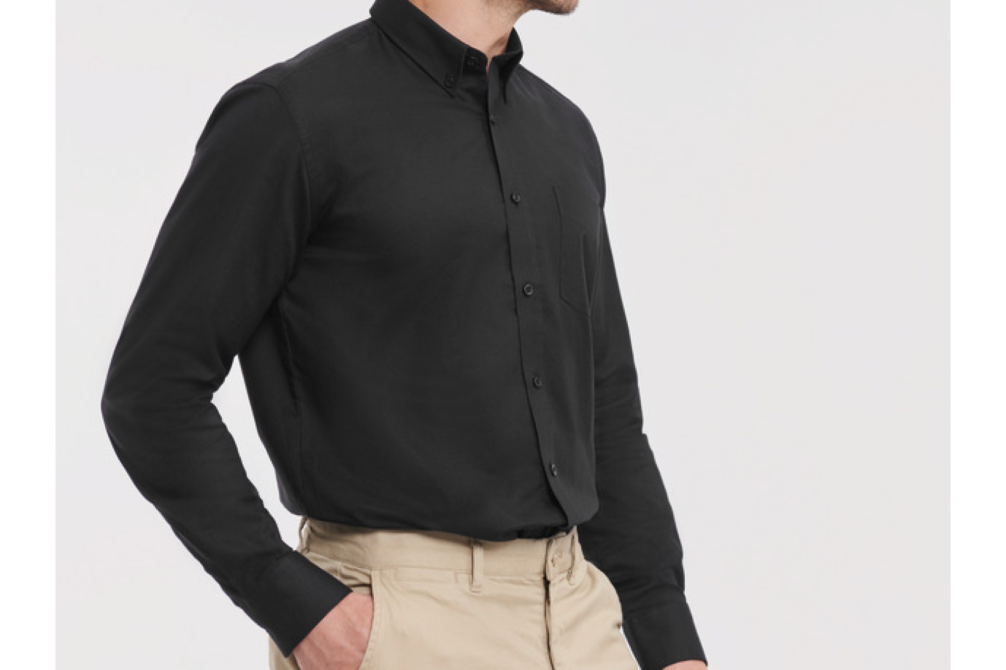 Camicia Oxford Button-⁠Down Moderna Manica Lunga Uomo, Orlo stondato