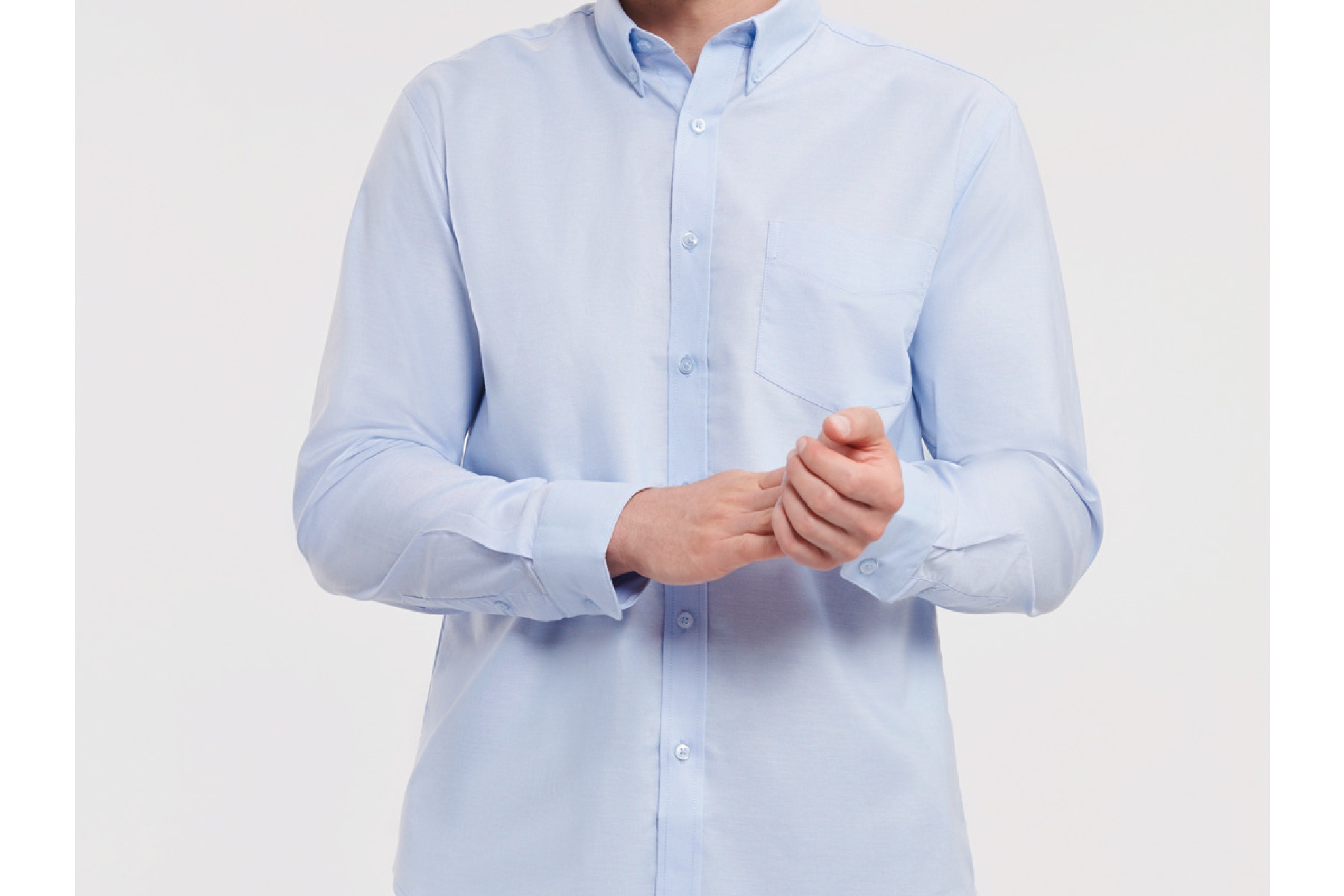 Camicia Oxford Button-⁠Down Moderna Manica Lunga Uomo, Orlo stondato