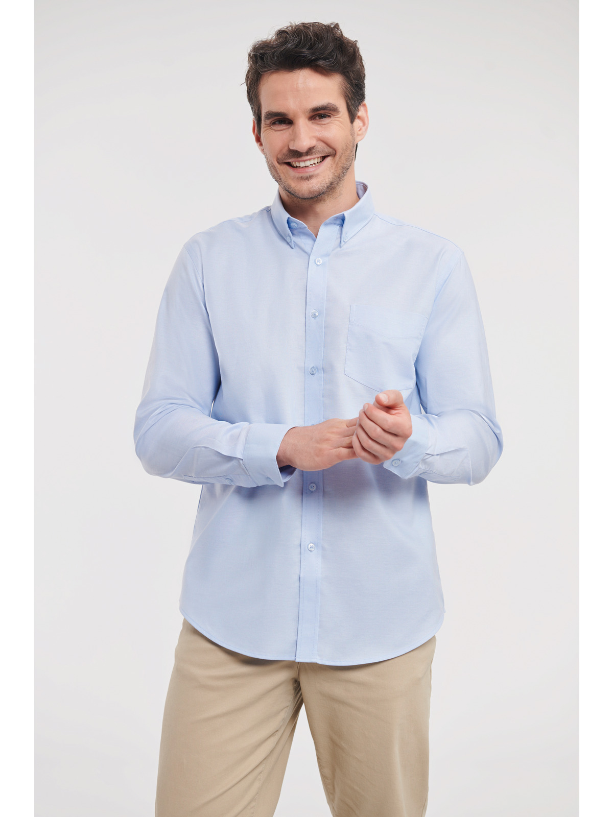 Camicia Oxford Button-⁠Down Moderna Manica Lunga Uomo, Orlo stondato