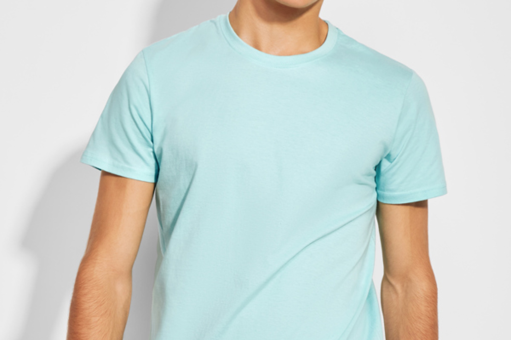 T-shirt manica corta uomo, girocollo doppio con elastane, maglia tubolare