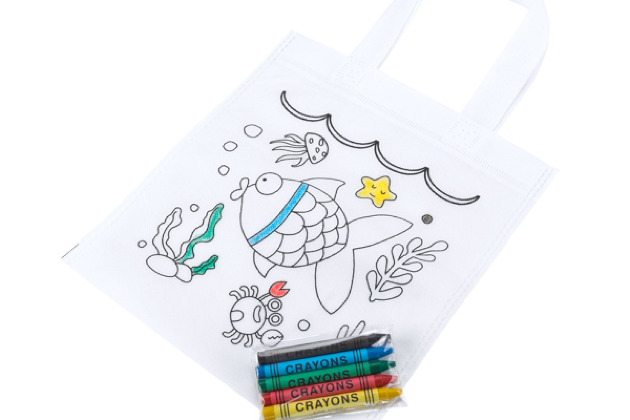 Borsa per bambini con disegno da colorare.