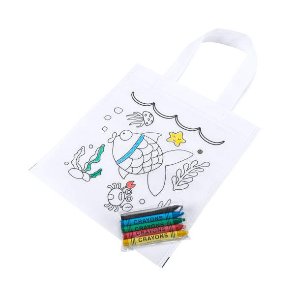 Borsa per bambini con disegno da colorare.