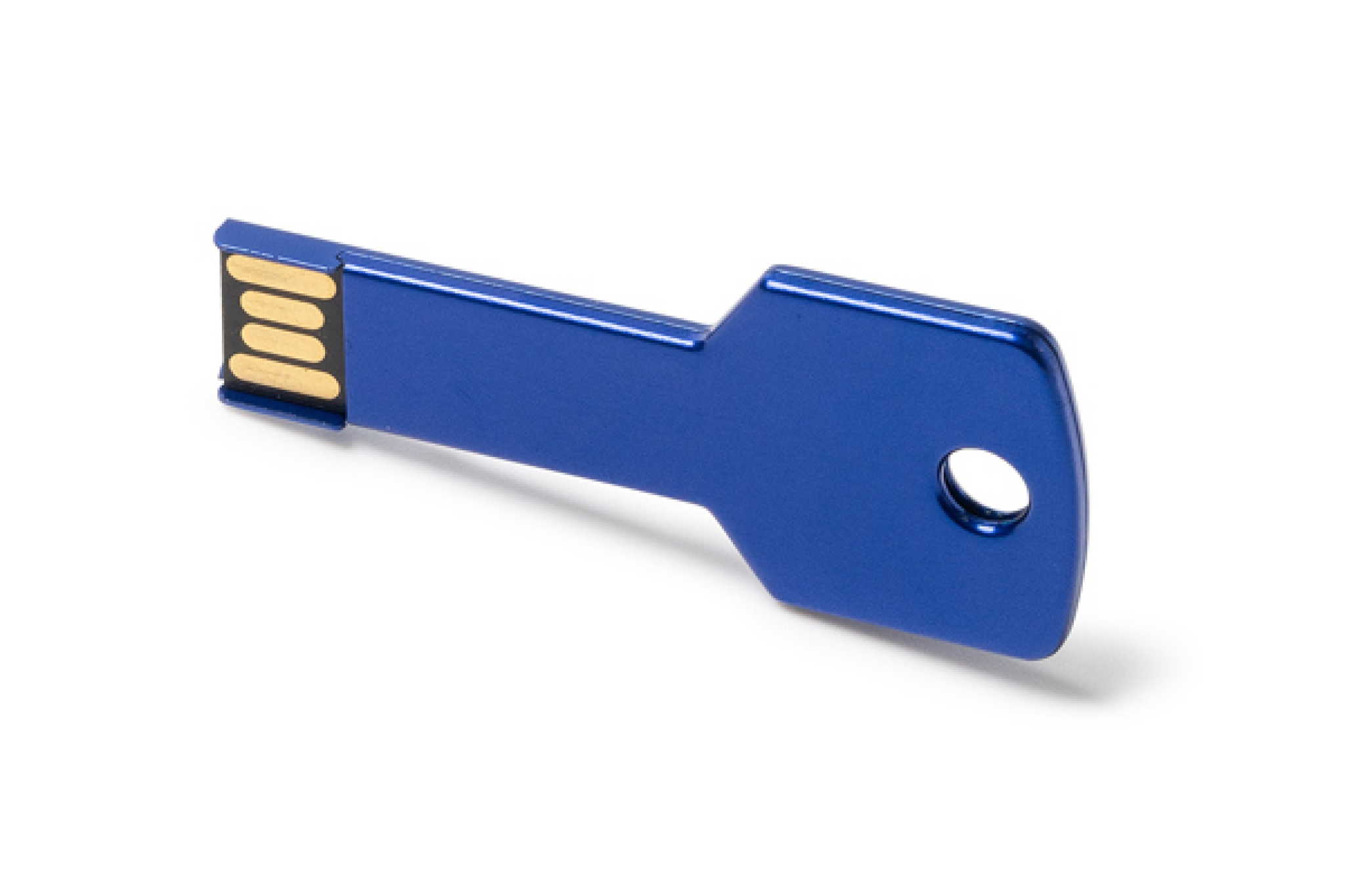 Memoria USB 2.0 in alluminio con design extrapiatto a forma di chiave