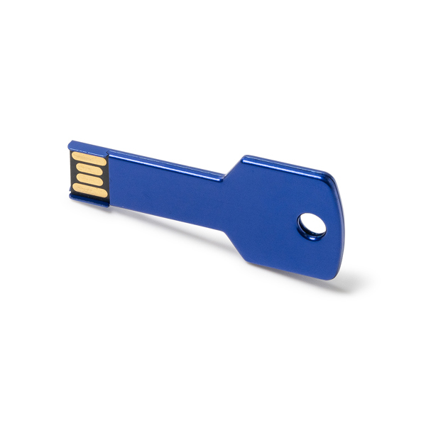 Memoria USB 2.0 in alluminio con design extrapiatto a forma di chiave