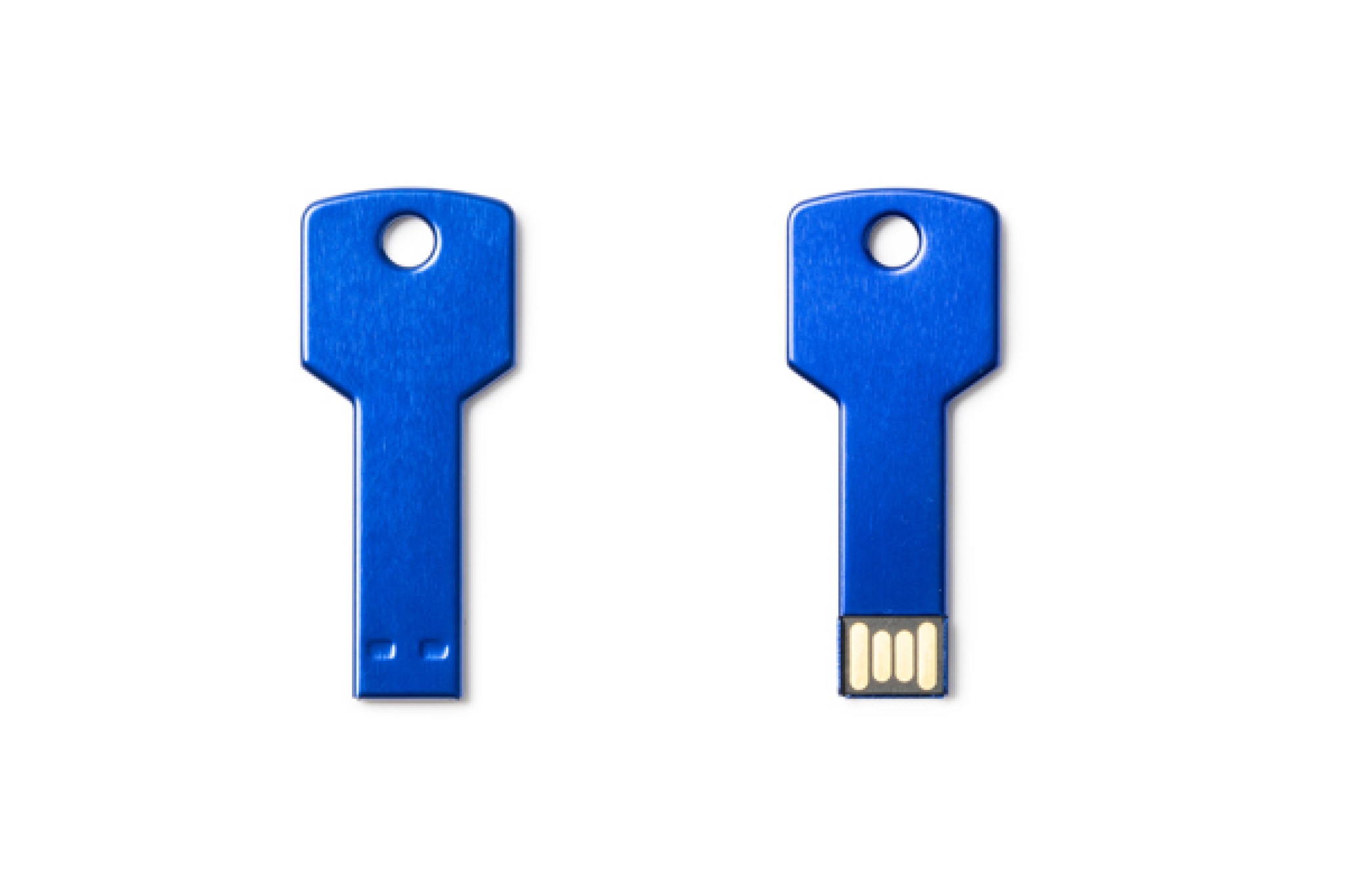 Memoria USB 2.0 in alluminio con design extrapiatto a forma di chiave